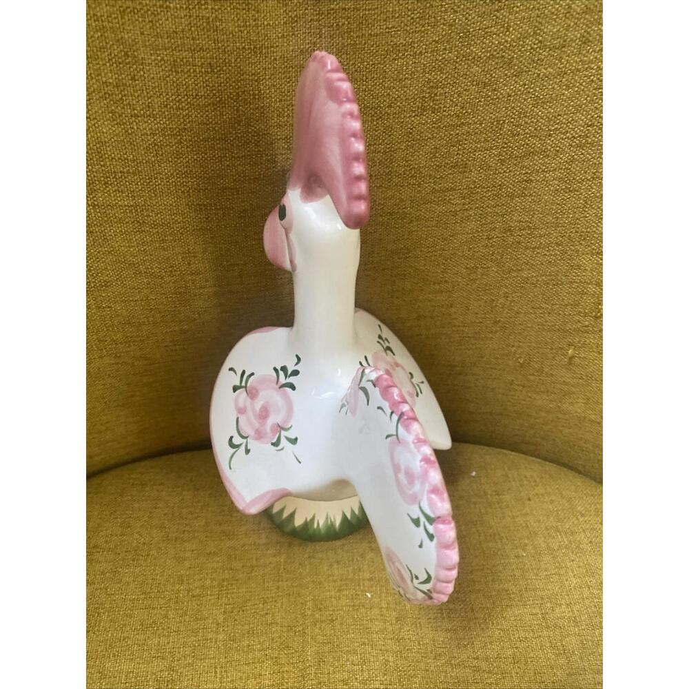 Vintage 8” Portugal Lucky Rooster Chicken Ceramic Hand Painted Folk Art Signed - Picture 5 of 6